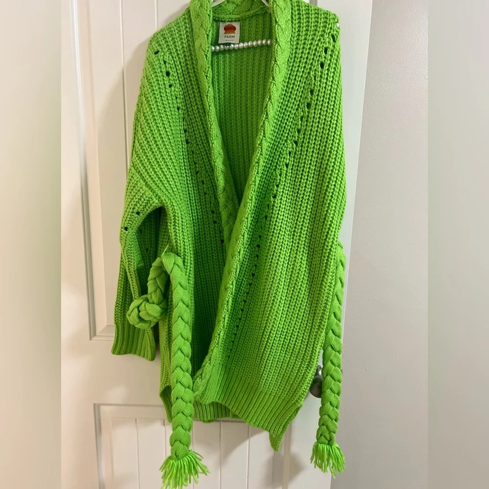 Farm rio neon green womens duster sweater size small - Picture 3 of 4